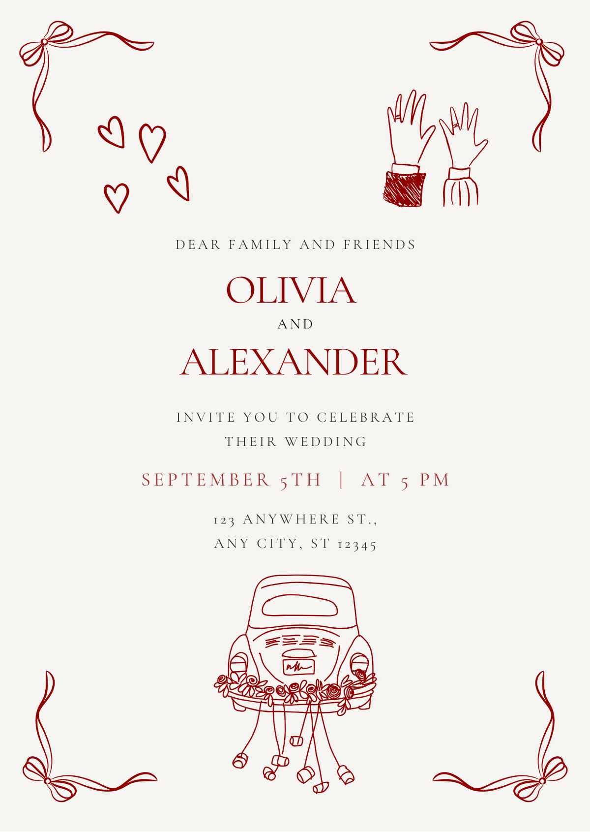 Illustrated wedding invitation