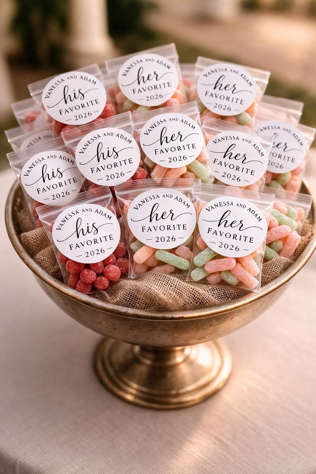 His and Her candy favor bags